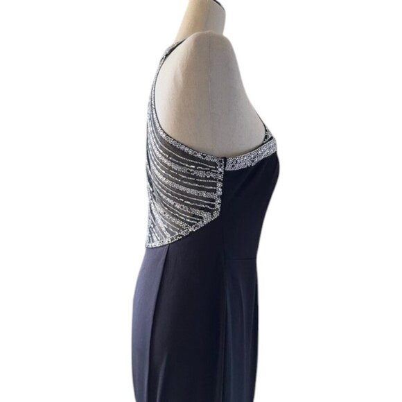 Say Yes To The Prom Gown Dress Black Halter Rhinestone Embellished Juniors 11 - Picture 10 of 16
